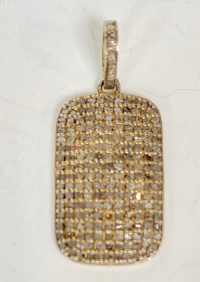 14K Gold Plated and Black Diamond Dog Tag Charm