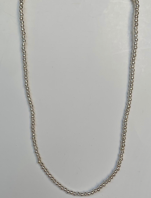 2mm Silver Bead Necklace