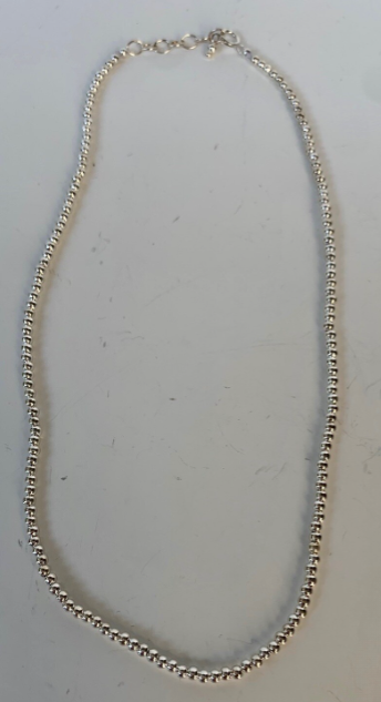 2mm Silver Bead Necklace