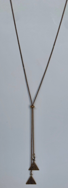 Antique Brass and Triangle Lariat Necklace