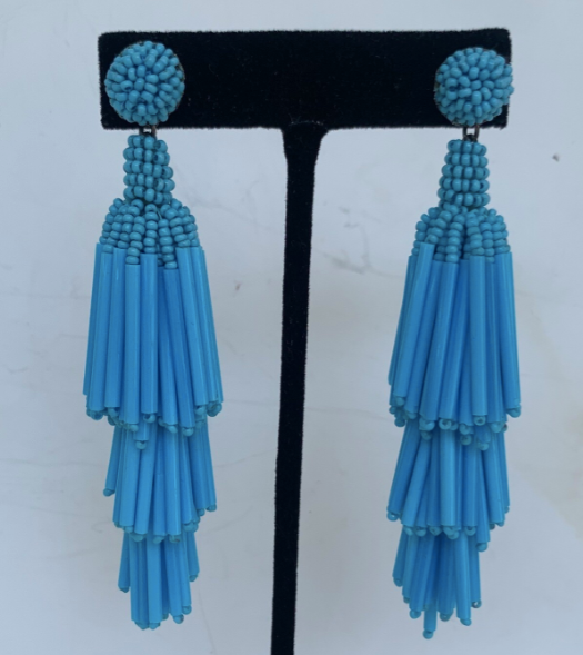 Beaded Hanging Fringe Earrings