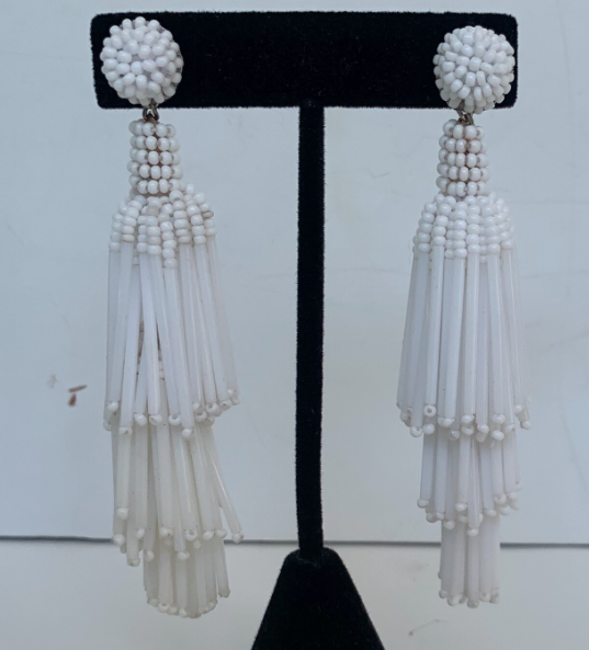 Beaded Hanging Fringe Earrings