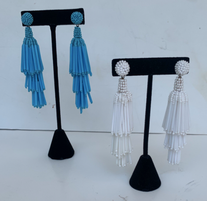 Beaded Hanging Fringe Earrings