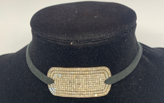 Black Diamond Bar on Suede Ribbon