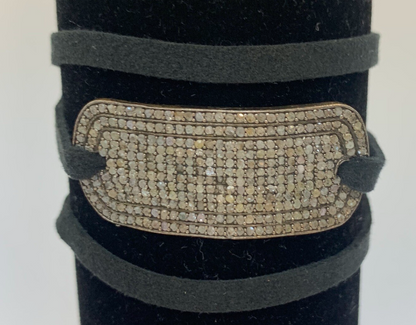Black Diamond Bar on Suede Ribbon