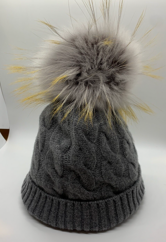 Cashmere Fur Pom Pom Hat