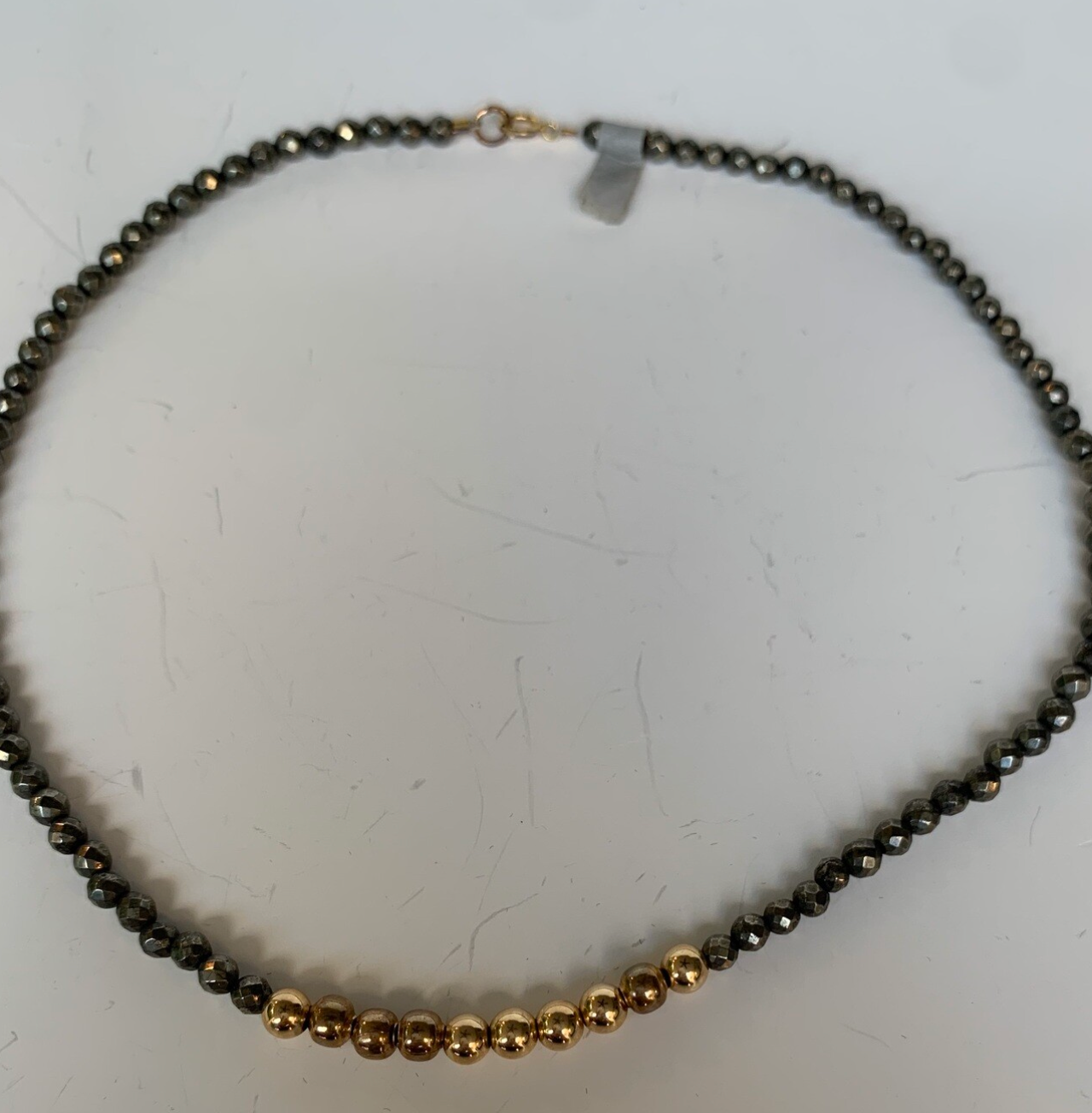 Hematite and 14K Gold Dipped Bead Necklace